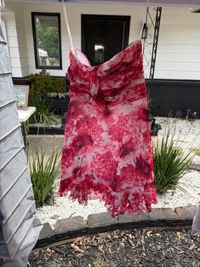 White House Black Market Pink and White Floral Slip Dress